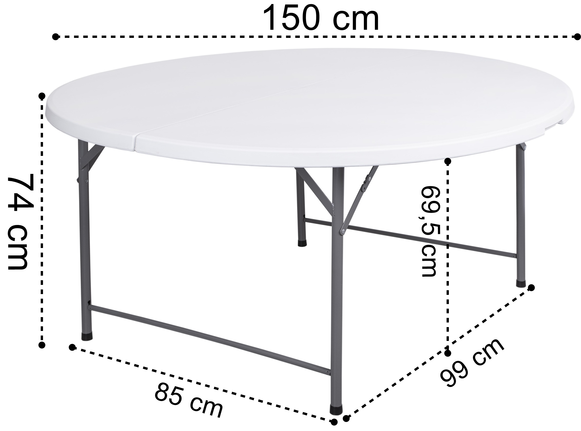 Stół cateringowy składany BATLEY 150 cm biały