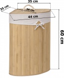 Kosz narożny na pranie bambusowy z pokrywą natural 60L