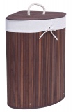 Kosz narożny na pranie bambusowy z pokrywą wenge 60L