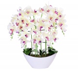Storczyk orchidea sztuczna 56 kwiatów biała